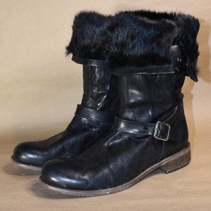 * VINTAGE Kidskin Rabbit Fur Lined Slip On Boot 9